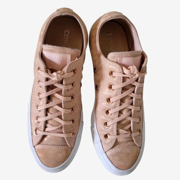 Converse All Star Women's Pink Shimmer/Rose Gold Canvas Low Top Lace-Up SZ 7 - Picture 6 of 10